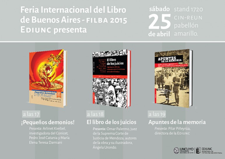 imagen  Tres títulos de Ediunc se presentan en la Feria del Libro de Buenos Aires