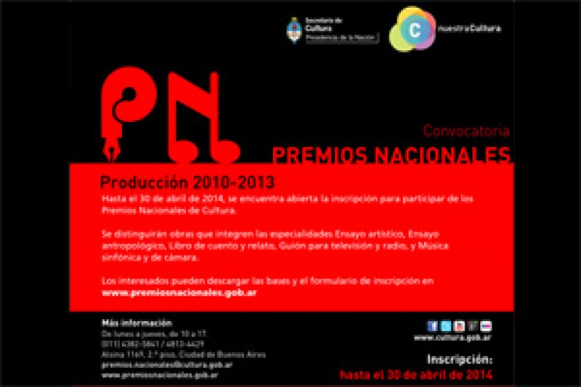 imagen Premios Nacionales de Cultura, producción 2010-2013